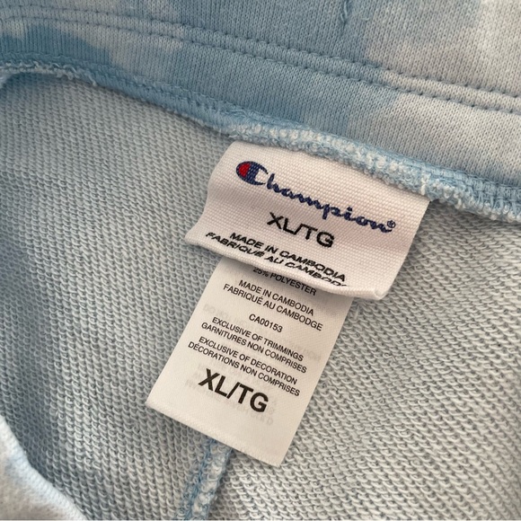 Champion Tie Dye Casual Athletic Gym Lounge Shorts Blue White Size XL - Picture 5 of 7